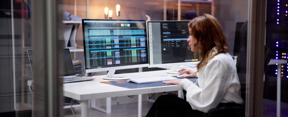 Woman looking at computer