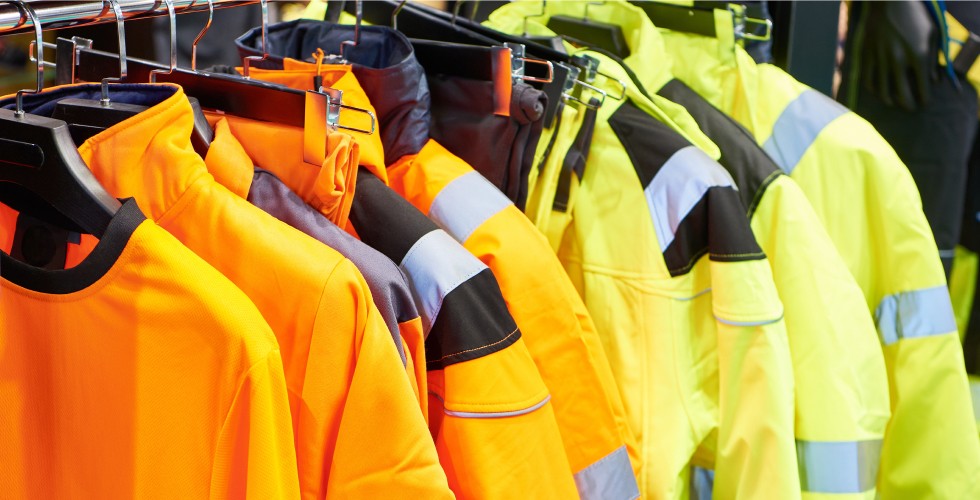 A vibrant display of jackets in various colors hanging neatly on a clothing rack.