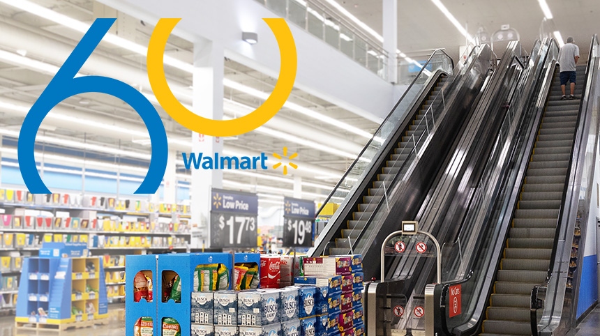 Walmart Supercenter two floors escalator, Stock Video