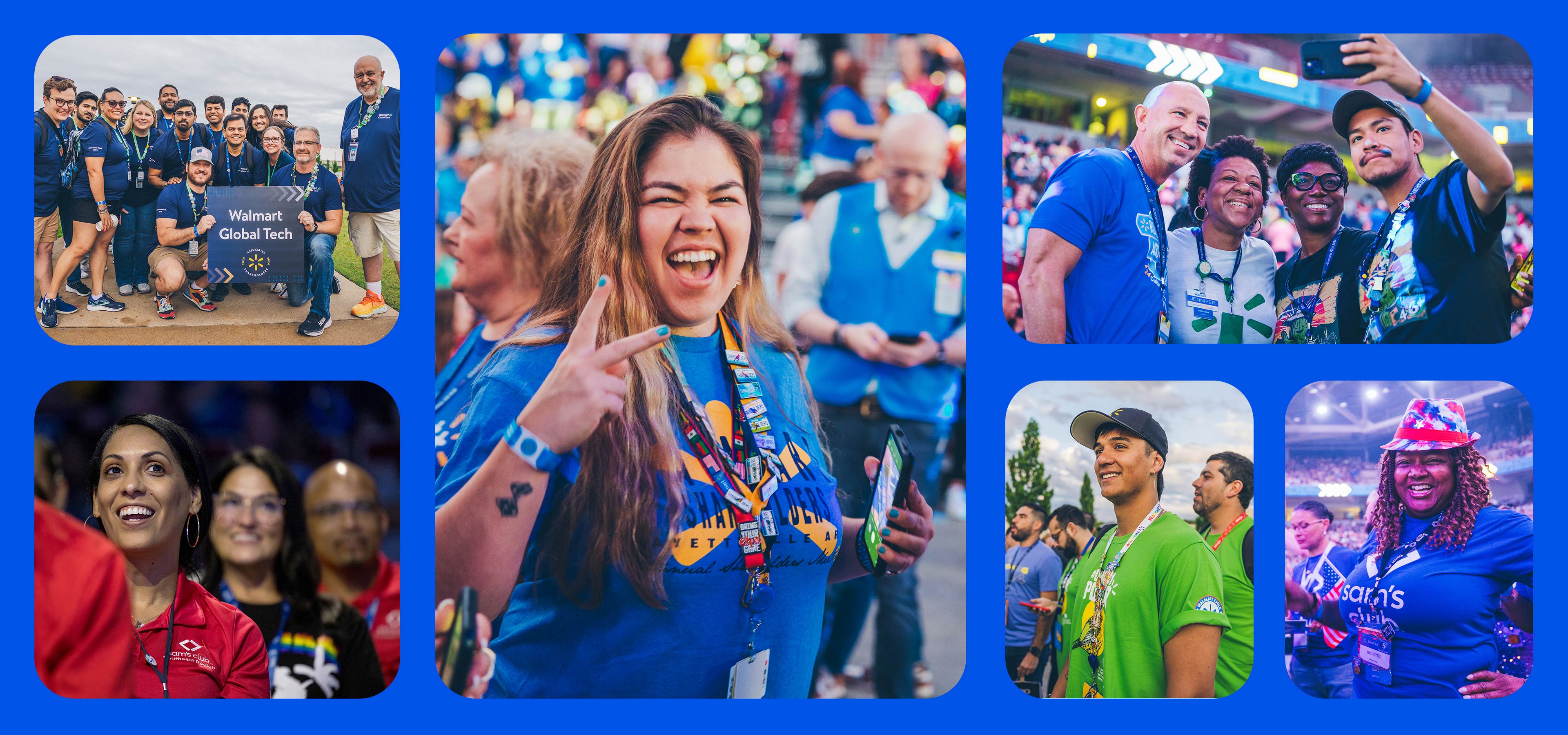 A collage of images showing Walmart and Sam’s Club associates from around the world smiling at Associates Week 2024.