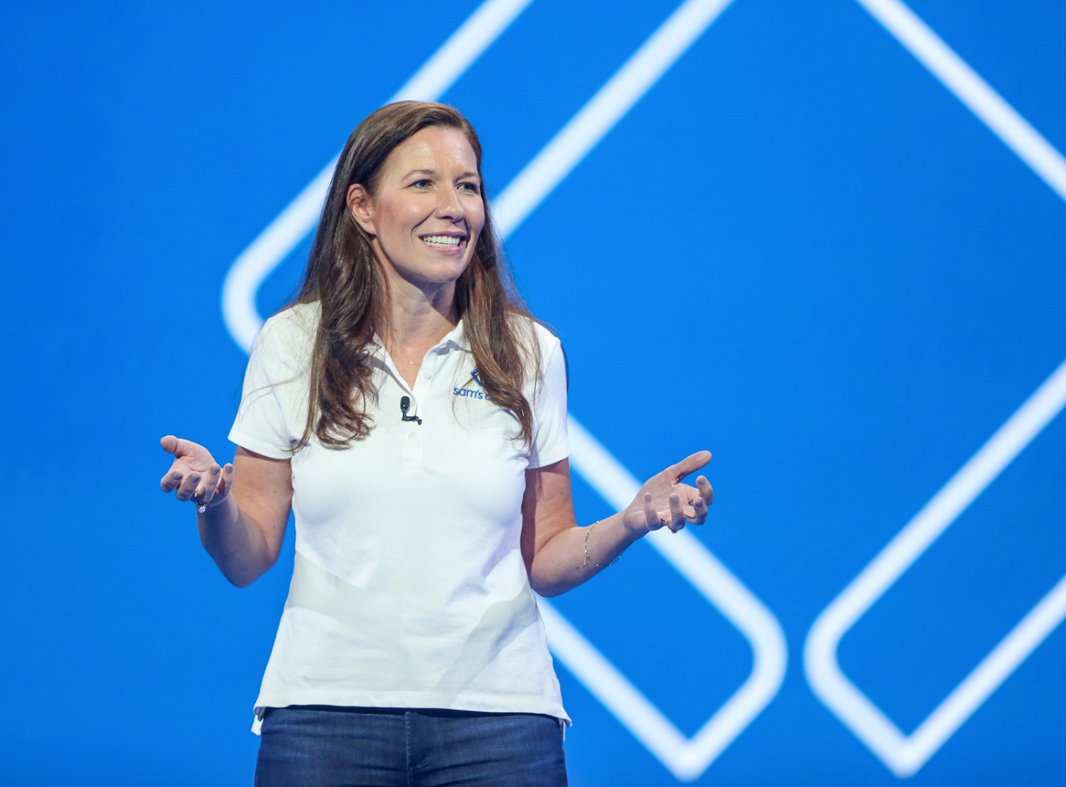 Kath McLay, President and CEO of Sam’s Club, speaks at the annual associate meeting during Associates Week 2022