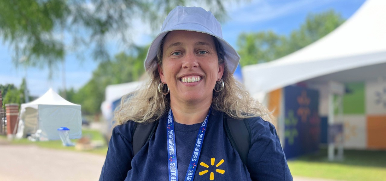 Associate Amber Lopez smiles outside in the sun at Walmart’s Associates Week 2024 in Arkansas.